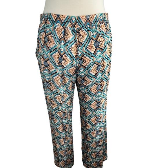 I.N. San Francisco Multi-colored Palazzo Pants Size L with Pockets - Picture 3 of 6